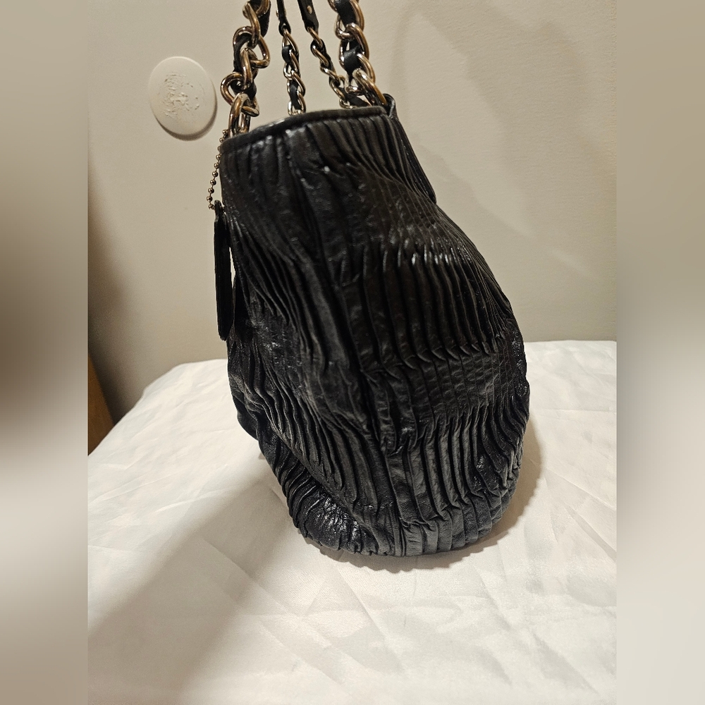 ⁵Coach madison midnight deep blue gathered leather lindsey satchel shoulder bag - Picture 6 of 9